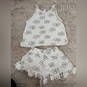 Zara Kids Floral Knit Set - Cream and Black